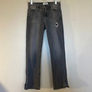 Frame gray distressed cropped jean